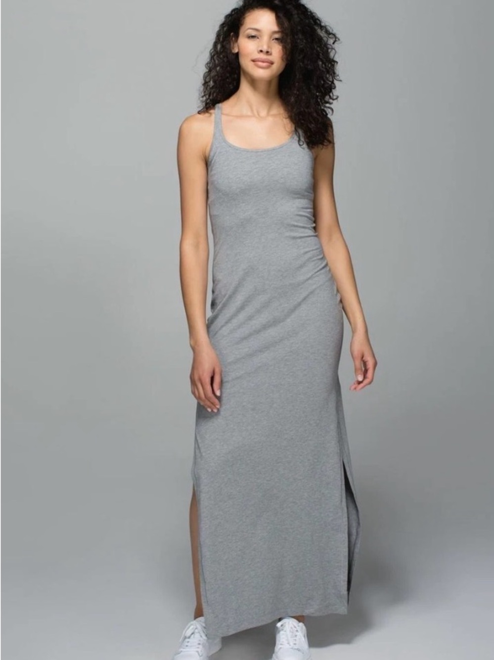 Lululemon Gray Racerback Maxi Double Side Slit Dress